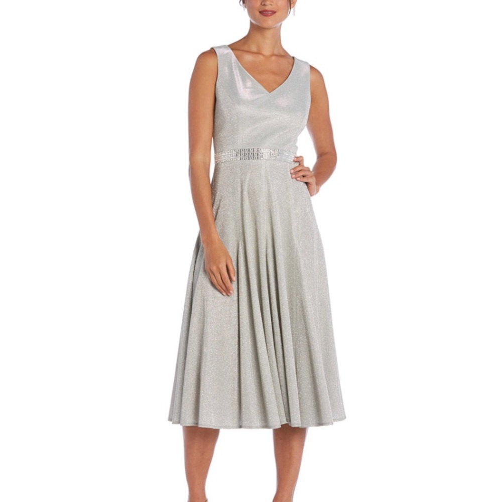 Size 14 Silver Metallic Fit/Flair dress